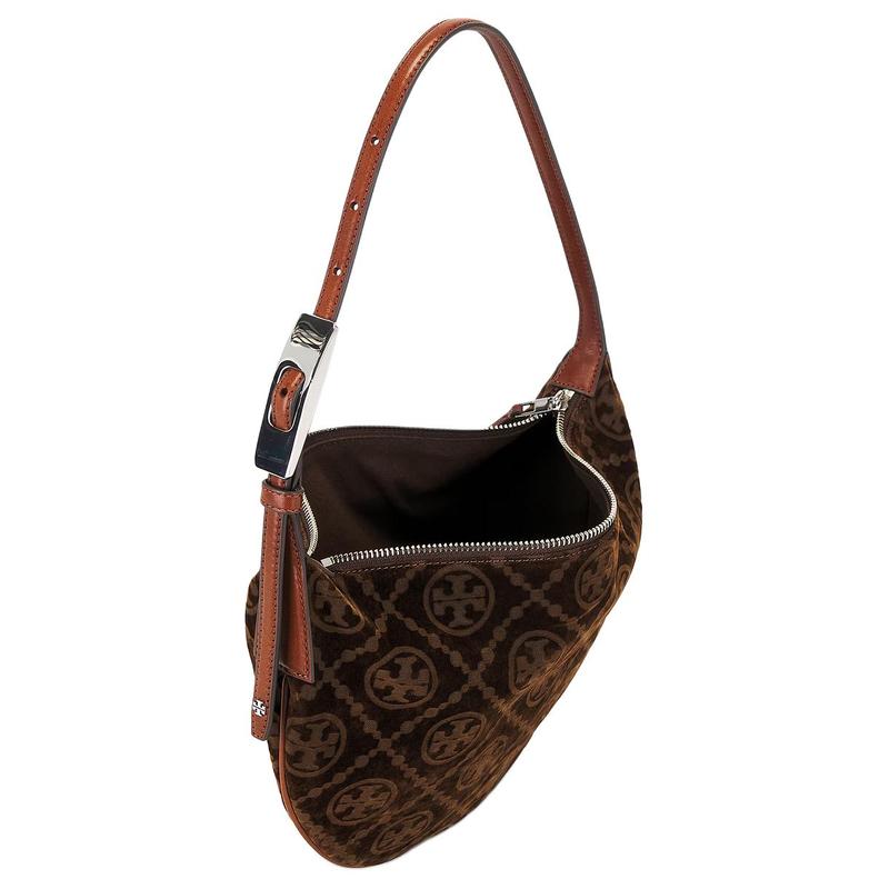 TORY BURCH T Monogram Balloon Small Velvet T Letter Print Cotton and Sticky Shoulder Bag Small Women's Brown 174263-231