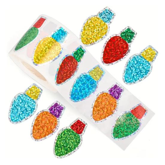 500 шт. Рождественские наклейки в рулоне Блестящие Елка/Кленовый лист/Шапка Санты Наклейки-пломбы Водонепроницаемые Самоклеящиеся Декали