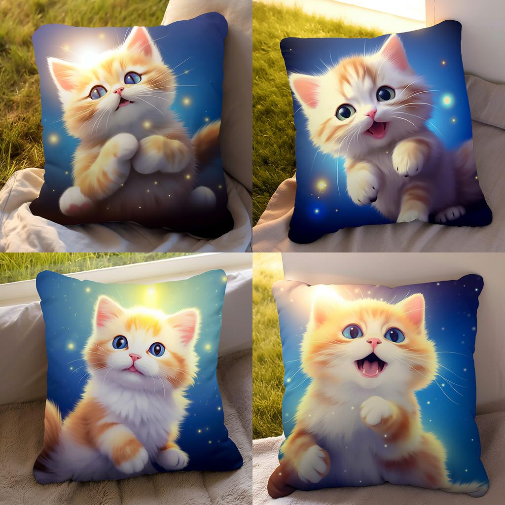 Simple Cute Kitten Pillow Cartoon Sofa Bedside Cushion Car Office Nap Cushion Cat Pillow