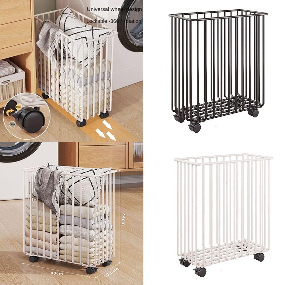 Wheel Laundry Basket Portable Laundry Hamper Durable Dirty Clothes Bucket  Bathroom