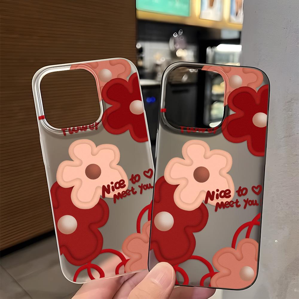 Чехлы для мобильных телефонов iPhone 11 13 15 Pro Max 12 14 Pro Max Чехол для iPhone 16 15 Plus 13 Pro 12 Матовая текстура с рисунком в виде мультяшных цветов