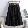 Summer Solid Color Loose Casual with Belt Skirts Women Vintage Aesthetic Chic Party Dress Female High Waist Sexy Femme Clothes