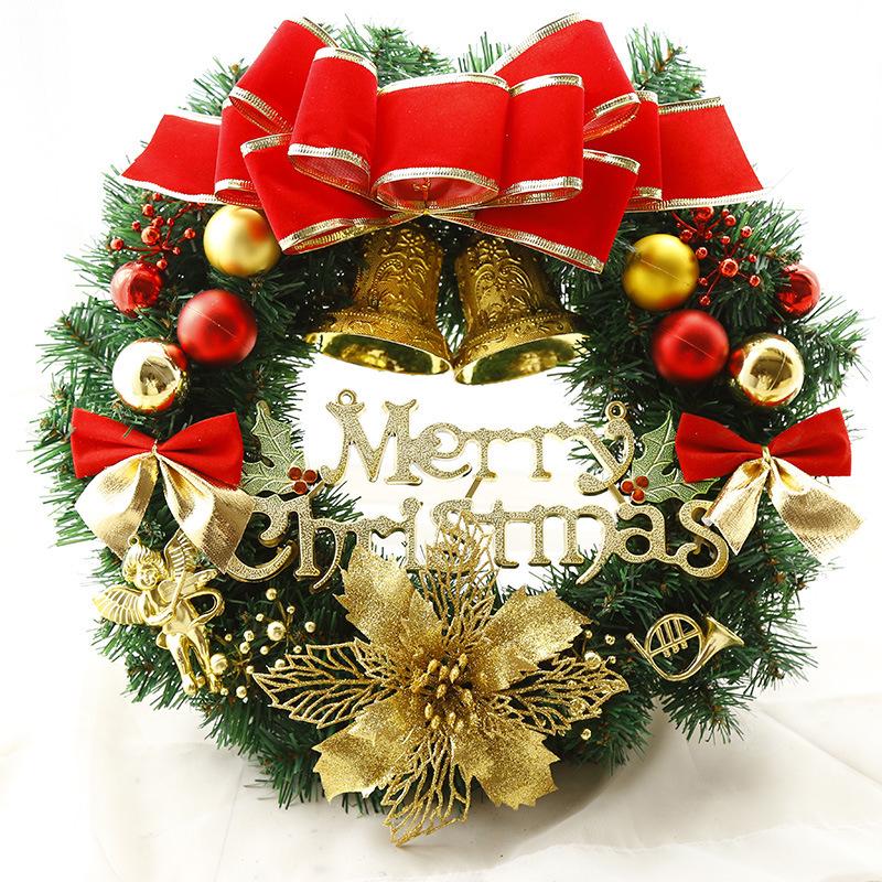 30CM Green Christmas Wreath Door Decoration - Festive Hanging Ornament