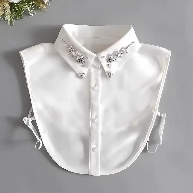 Fashion White Detachable Fake Collar Women's Lace Chiffon Lapel Half Shirt Tie False Collar Woman Fashion Accessory for Women