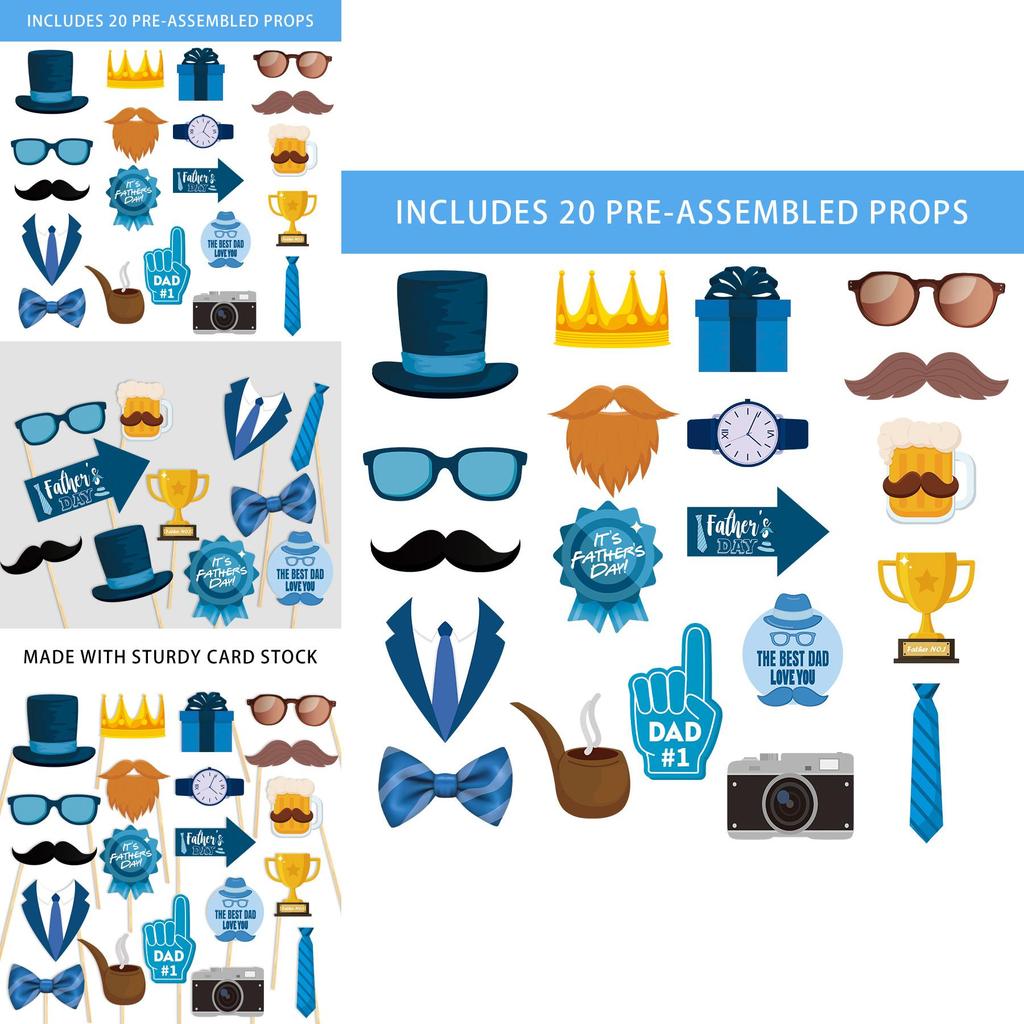 Fathers Day Photo Prop Party Decor With Paper Materials For Themed Celebrations