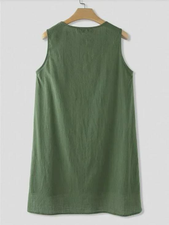 2024 Summer Women's Cotton Linen Sleeveless Vest - Solid Color Casual Shirt Top