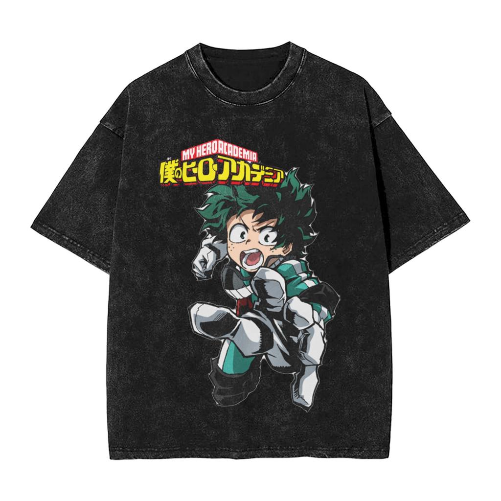My Hero Academia Aizawa Shouta Anime Design Washed T Shirts Hip Hop Vintage T-Shirt Boku Tees Tops 100% Cotton Harajuku Unisex