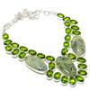 Natural Prehnite,Peridot Gemstone Handmade 925 Sterling Silver Necklace 18" C9B19