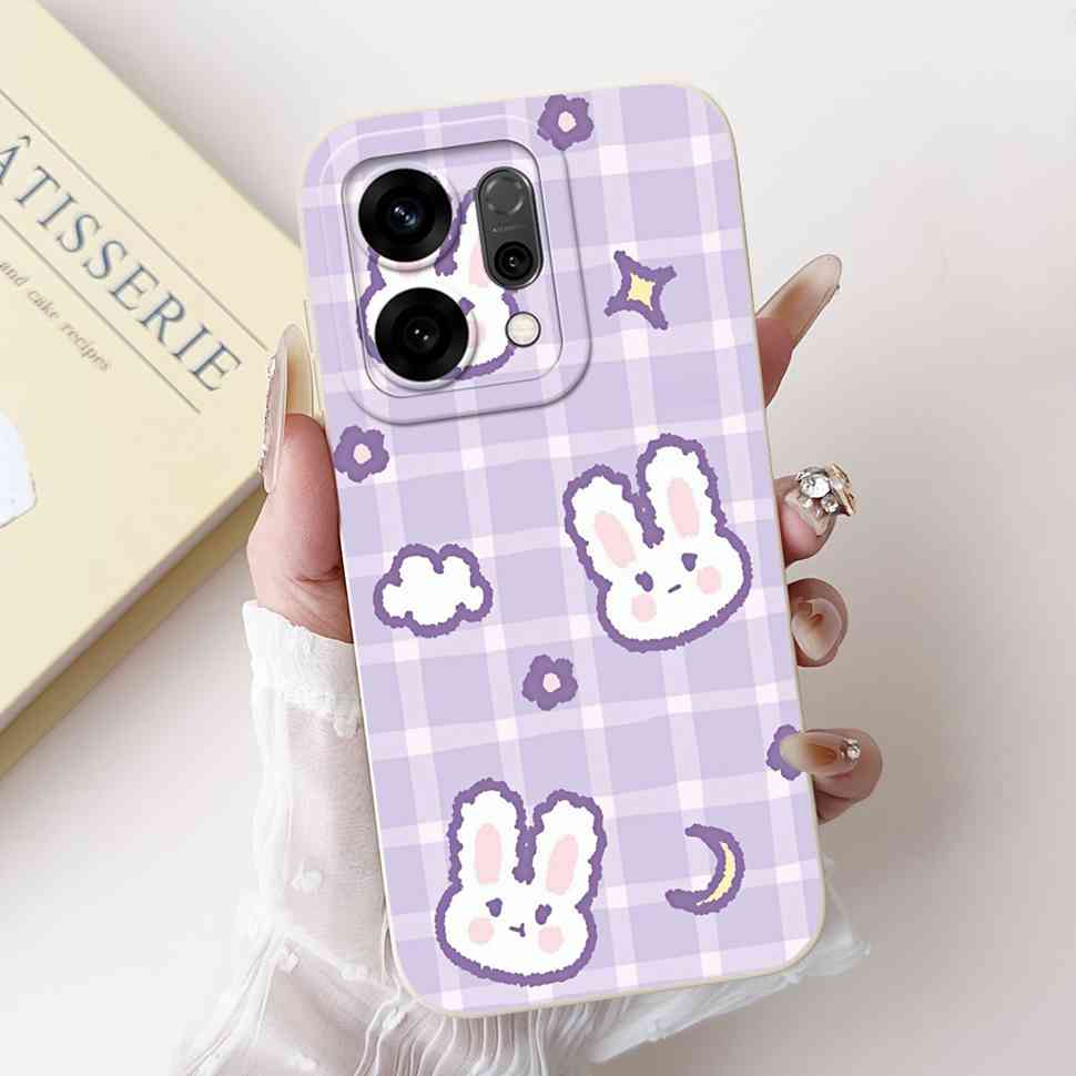 Для Oppo Reno14 5G PLA110 Чехол Милый Кролик Подсолнух Мягкий Силиконовый Чехол Для Oppo Reno 14 CPH2737 6.59" Защитные Чехлы Coque