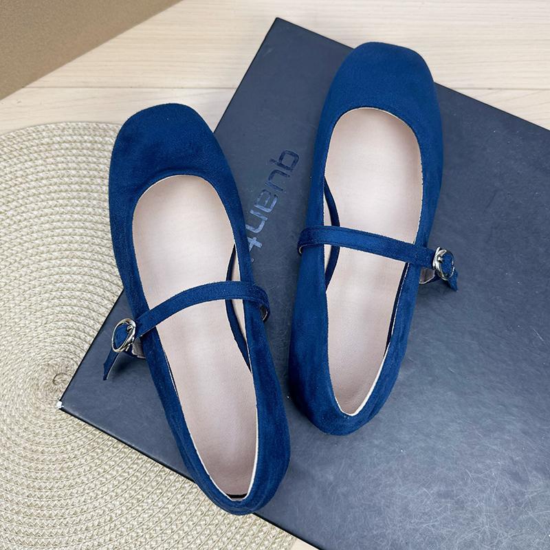 Модная женская обувь на плоской подошве 2025 с квадратным носком, с мелким вырезом, из замши, новые туфли Мэри Джейн, женская обувь большого размера 42 43 44 Zapatos