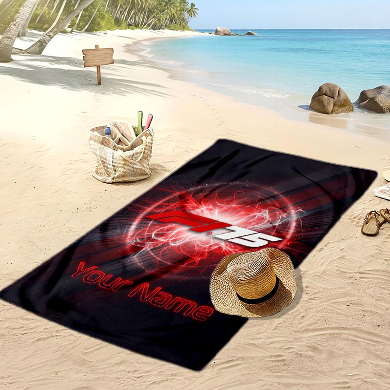 F1 Custom Beach Towel, Print Your Name Text Lightweight Absorbent Towel for Swimming Travel