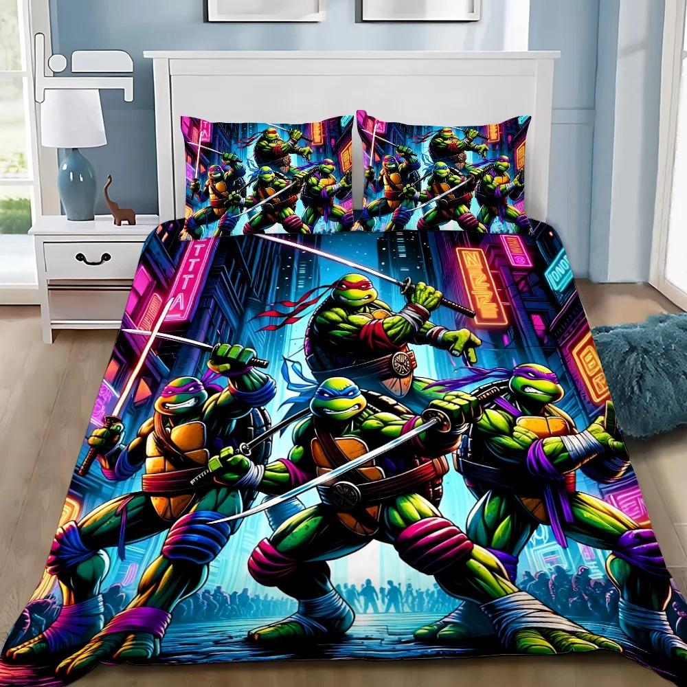 Exquisite 3D N-Ninja Wallpaper Cartoon Turtles Digital Printing Bedding Set Duvet Cover Comforter Bed Girl Boys Gift