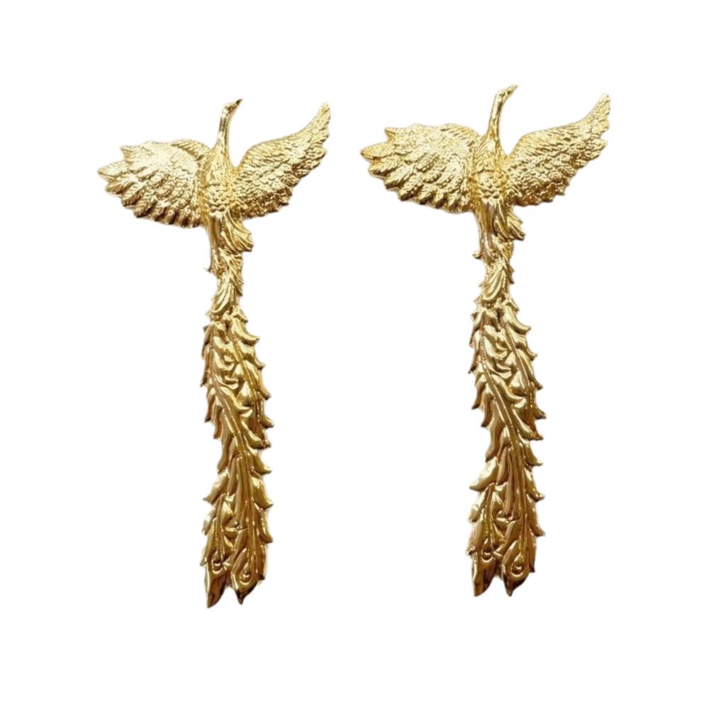 Exaggerated Phoenix Wings Necklace Gold Color Jewelry Set New Long Tassel Earrings  Women