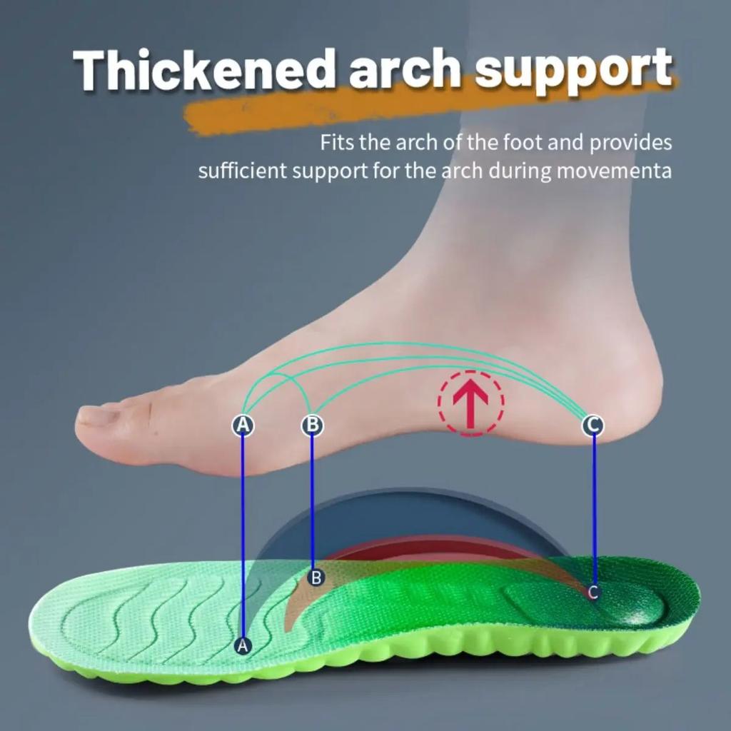 Sport Insoles PU High Stretch Shock Resistant Antibacterial Anti-odorant Breathable Insoles Comfortable for Shoes Cushion