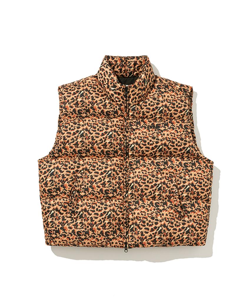 Erer Leopard Print Down Vest Orange