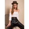 Women's High Waist Leather Trousers
