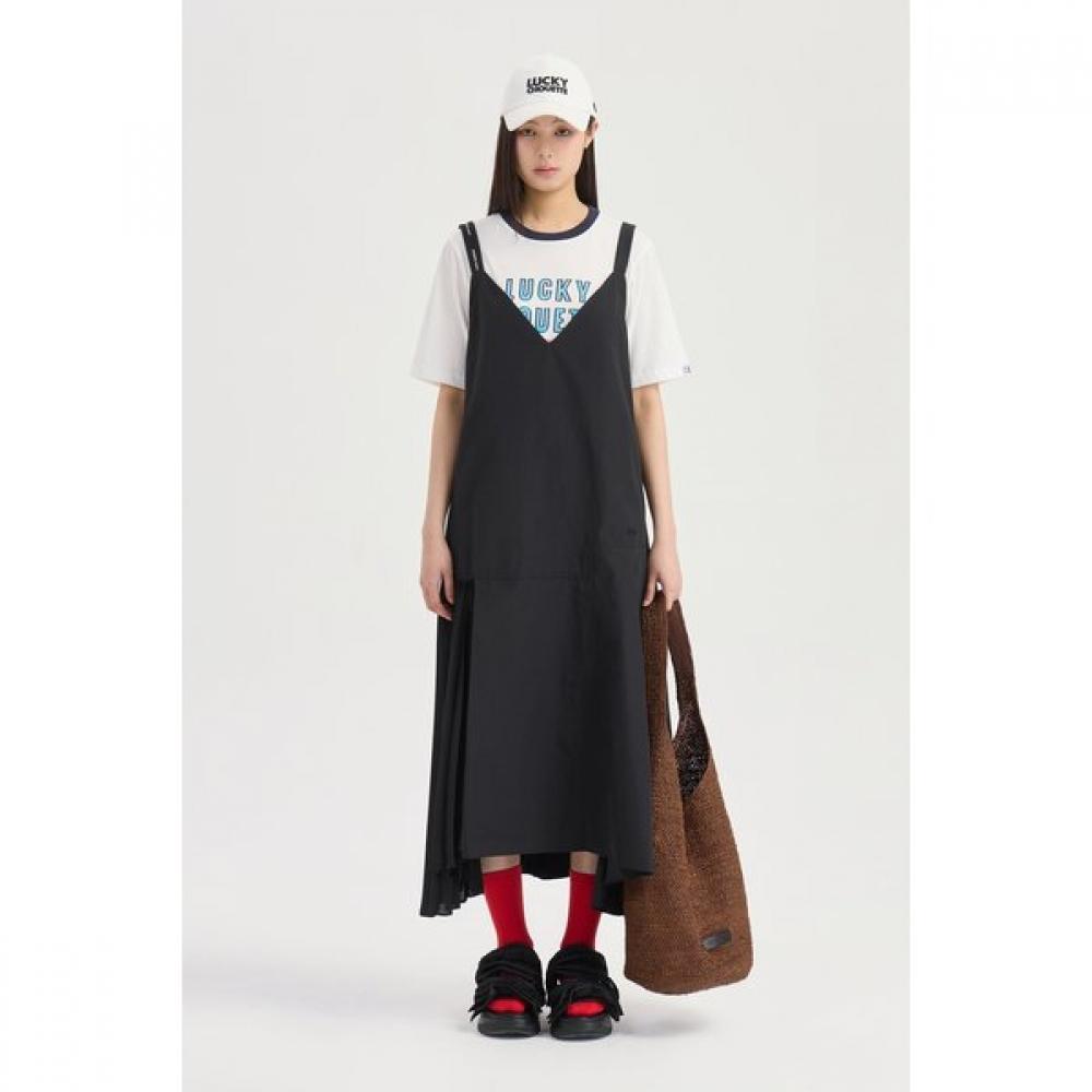 Lucky Chouette V Neck Pleated Long Dress Lqdaw25100