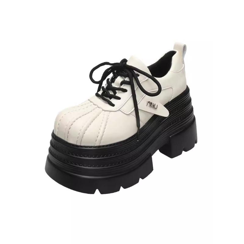 Мода Новинка 2025 Весна Женские Кожаные Кроссовки Высокая Платформа На шнуровке Повседневная Обувь Толстая Подошва 10СМ Каблуки Обувь для Ходьбы Zapatos Mujer