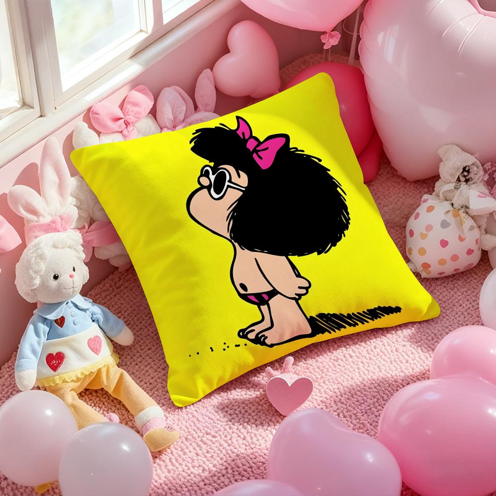 M-Mafalda Cartoon Cushion Cover Pattern Printed Pillowcase for Living Room Sofa Cushion Cover & Bedroom Decor