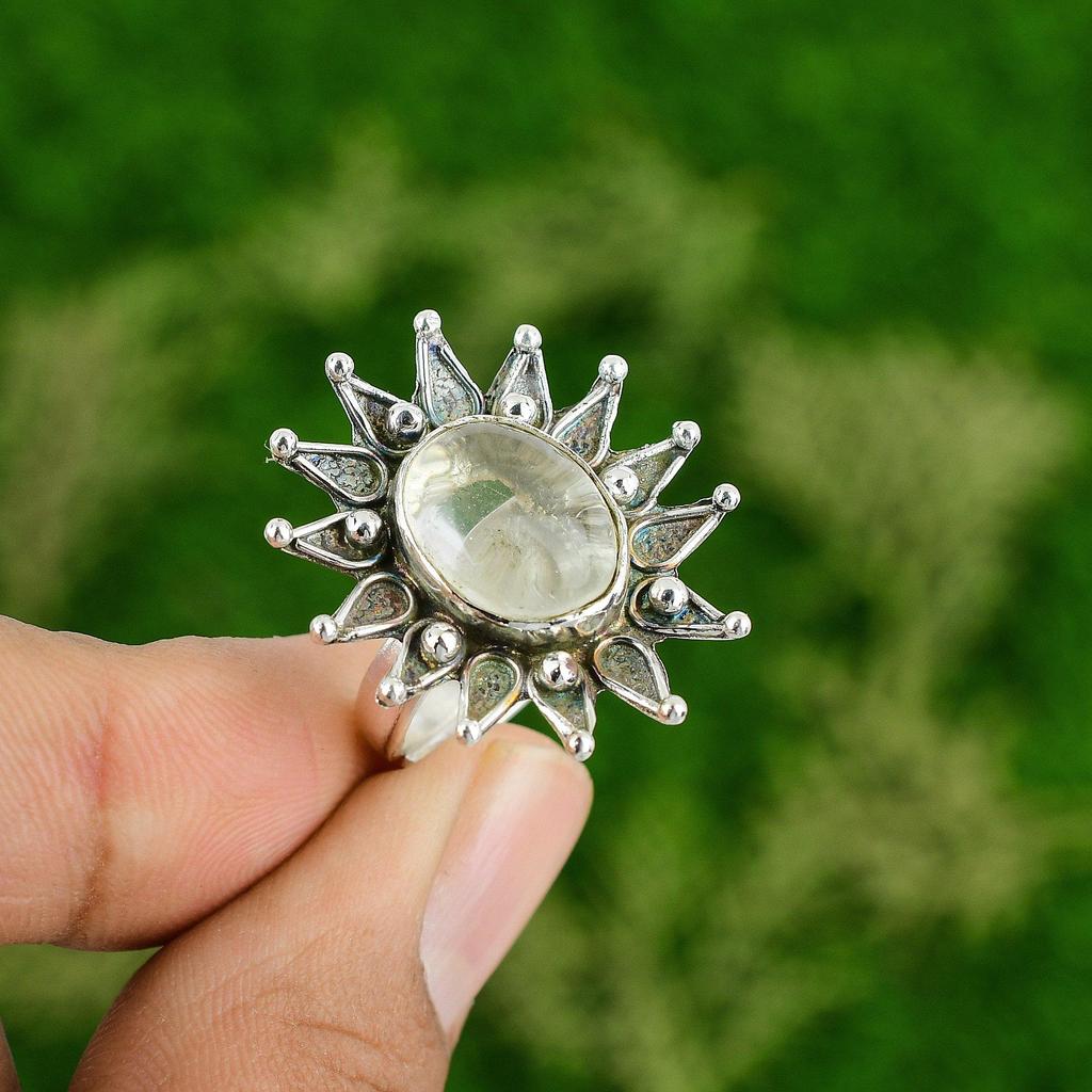 Oval Natural Moonstone 925 Silver Statement Promise June Stackable Mother Ring