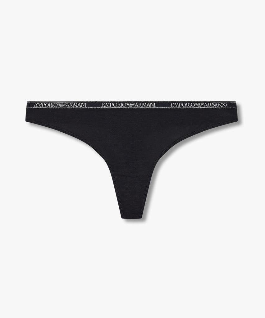 EMPORIO ARMANI UNDERWEAR Женские Тонги из Вискозы с Металлическим Логотипом на Поясе_Черный 0825110536