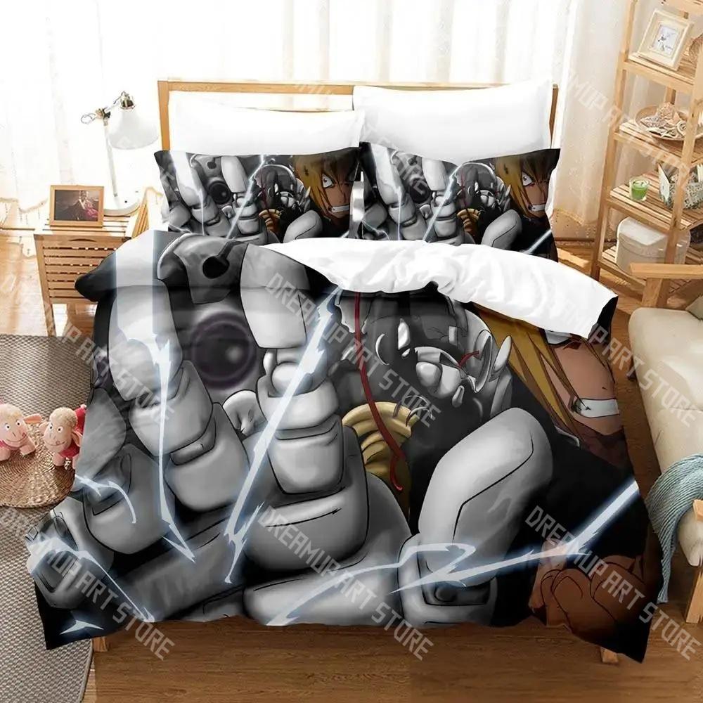 Fashion Fullmetal Alchemist Bedding Set Single Twin Full Queen King Size Bed Set Kids Bedroom Duvetcover Sets Bed Sheet Set