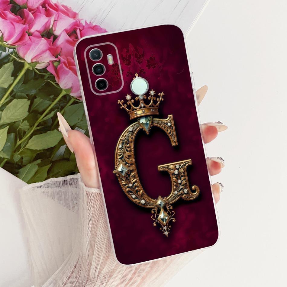 For OPPO A53 A32 A33 (2020) Royal Crown Initial Letter Couple Phone Case For Oppo A53 CPH2127 CPH2131 Soft Silicone TPU Bumpers
