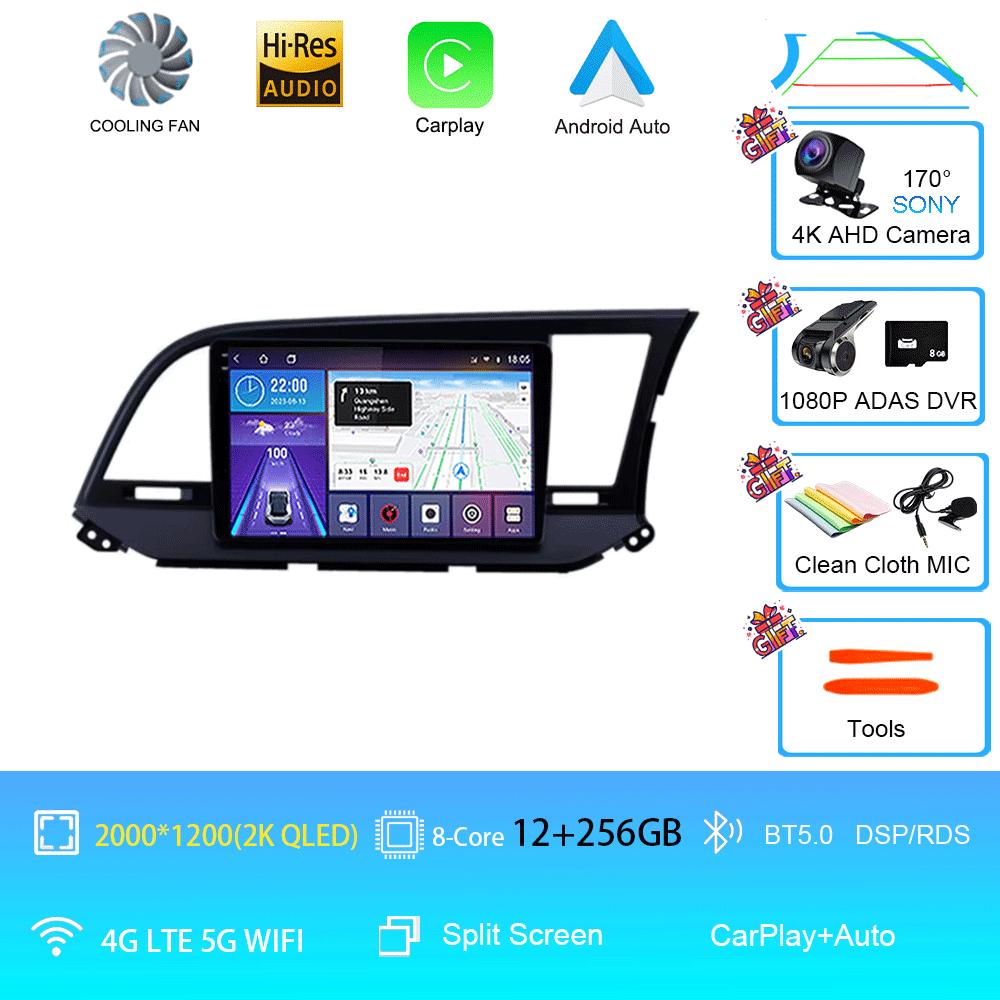 Автомобильное радио Android 14 для Hyundai Elantra 6 2015 2016 2017 2018 Мультимедийный видеоплеер GPS-навигация Разделенный экран DPS 360 камера