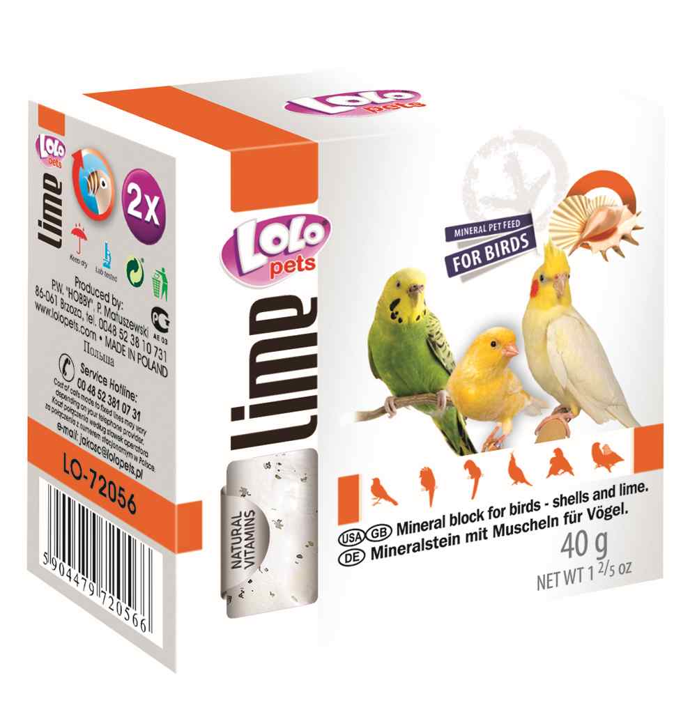 Lolo Pets Lolo Line - Wapienko Kostka Z Muszlami Ostryg Wapienna - Dla Papug 40G