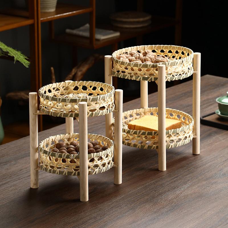 1 комплект Корзина для чая, десертов и фруктов, Рустикальная многоярусная корзина, Ручная работа, Деревянный каркас, Корзина для фруктов, Мини 18/20см