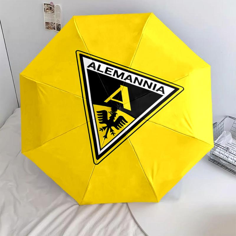 1 PC Automatic Folding Umbrella - Alemannia Aachen Pattern Portable Foldable Design With 8 Ribs Christmas Birthday Gifts