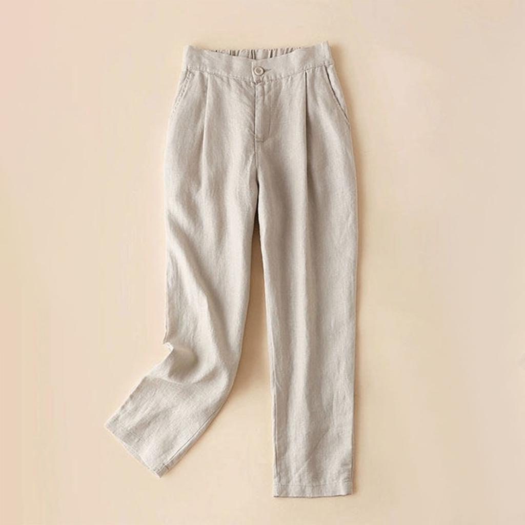 Модные женские однотонные повседневные свободные брюки с высокой талией, тонкие девятые брюки