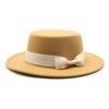Wind Men'S And Women'S Flat-Brimmed Hats Fashion Bows Flat-Top Top Top Hats Men'S And Women'S Woolen Jazz Hats