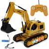 Excavator Toys, Children'S Rechargeable Wireless Remote Control Construction Vehicle, Four-Way Light Electric Bulldozing Model