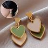 Asymmetrical Earring White Green Heart Exquisite Elegance Party Contracted Heart Drop Earrings Dating