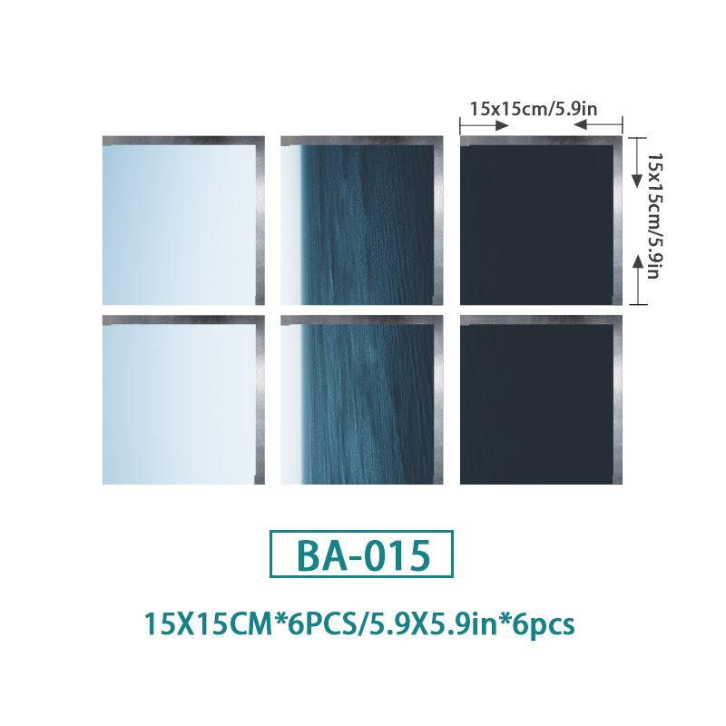 6PCS Ocean Wave Bathtub Sticker Non-slip Waterproof 3D Effect Self-adhesive Bathroom Decal PVC Removable Decorative Mural 15x15cm