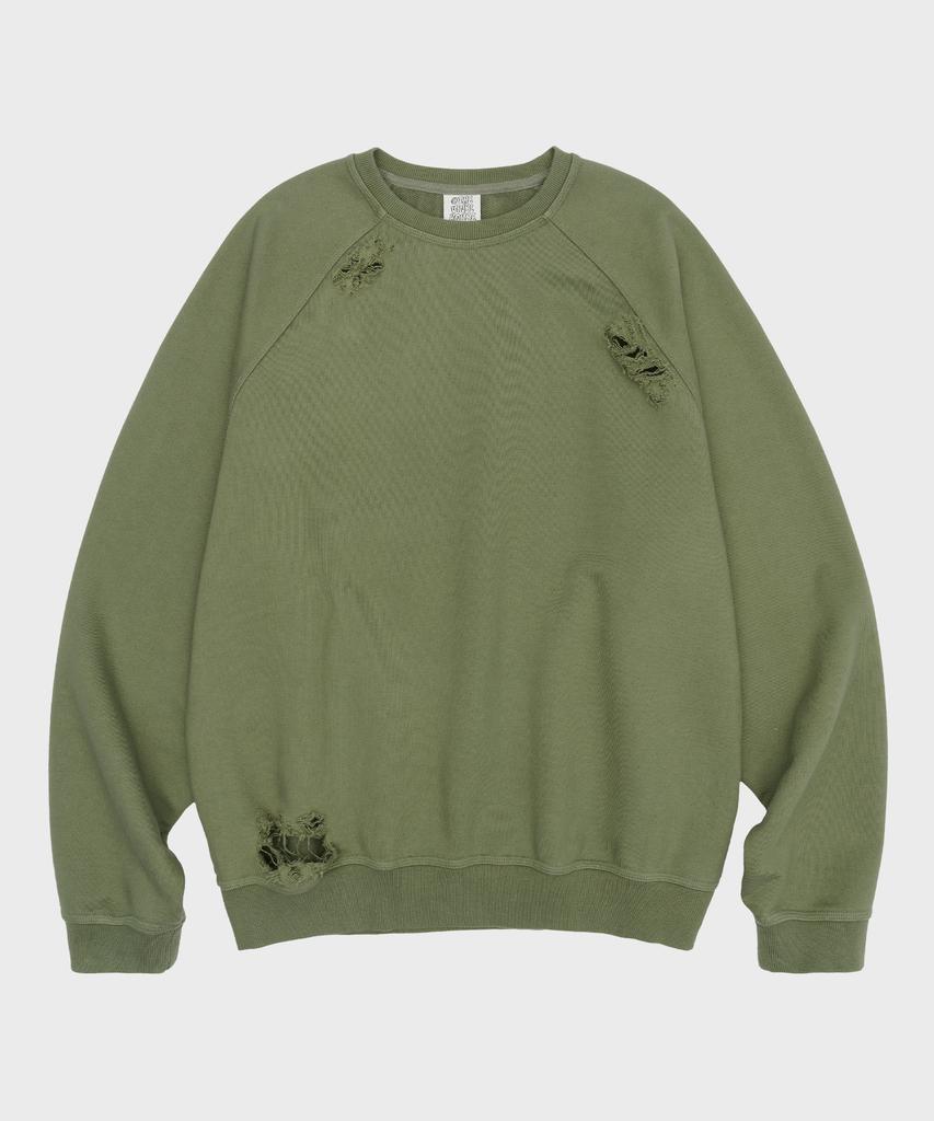 THEVINYLHOUSE Distressed Sweatshirt Khaki (Vh2Esum441A)
