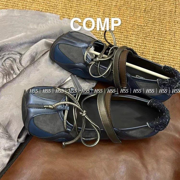 H55 The Same Dream Maker~ Rebellious Ballet Velcro Mary Jane Shoes Women's Splicing Leather Casual Versatile Single Shoes