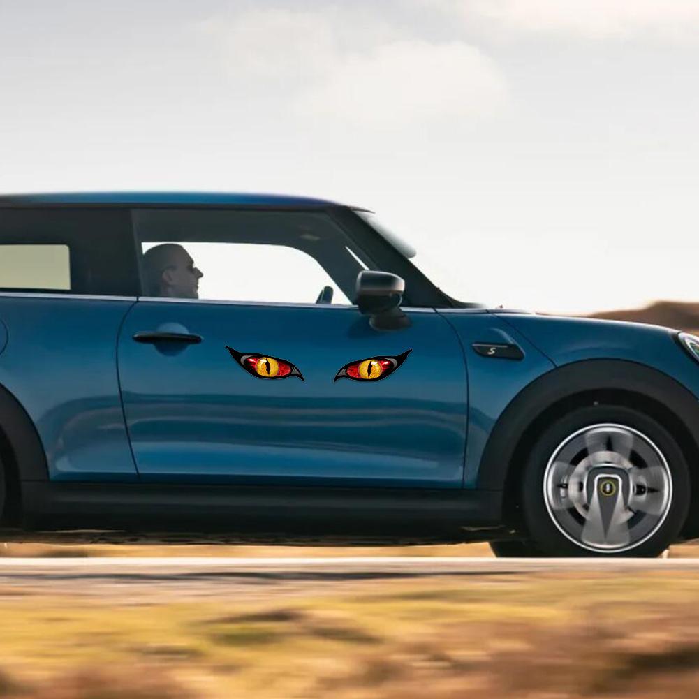 2 шт 13 см x 9,5 см для злых желтых глаз RV мотоцикл автомобиль наклейки окклюзия царапины водонепроницаемый лобовое стекло фургон аниме наклейка