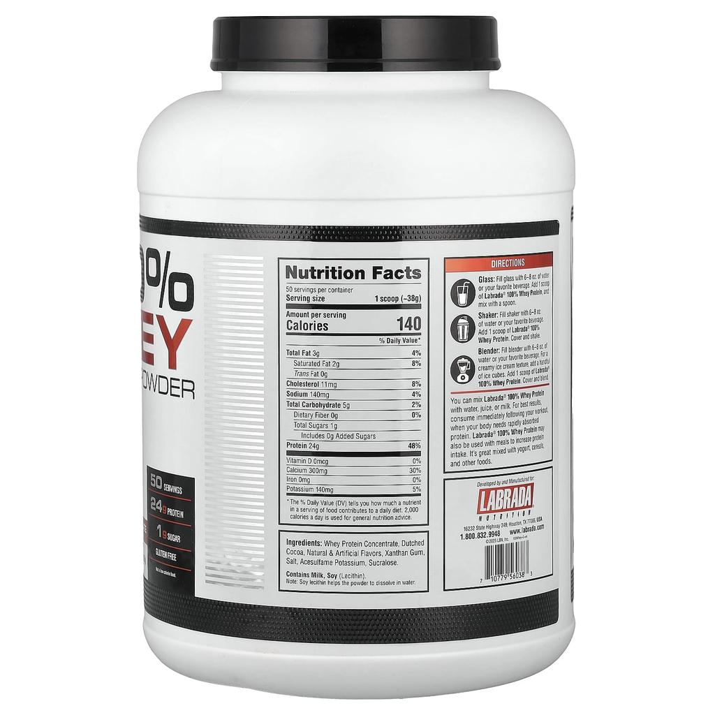 100% Whey Protein Powder, Chocolate, 1,875G (4.13Lbs)