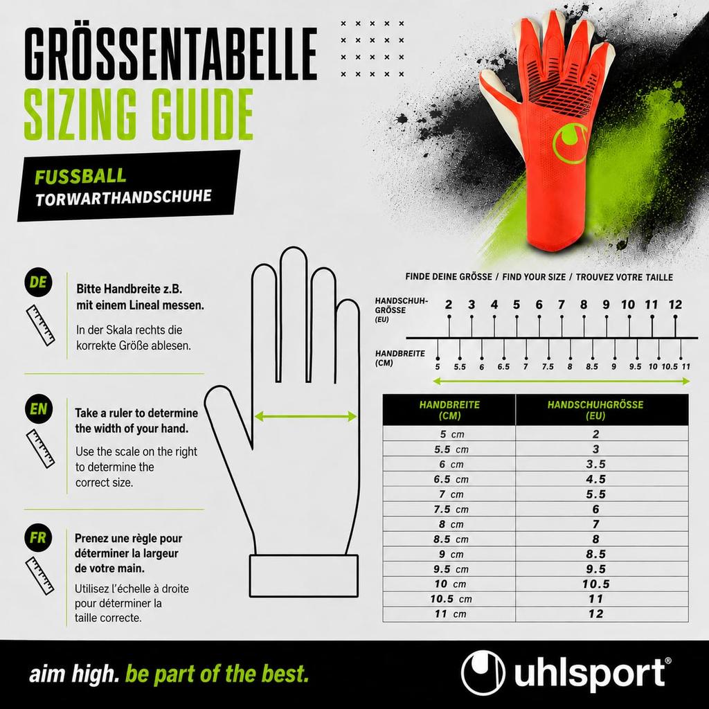 Uhlsport Fang ZNE Ultra Grip Half Negative Goalkeeper Gloves Match High Soccer Maschiné - Use, Grip, (1011408-01-8)