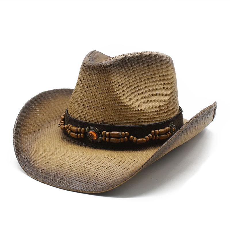 Spray Painted Straw Hat Big Edge Visor Hat Men And Women Summer Western Cowboy Hat Outdoor Beach Sun Protection Hat