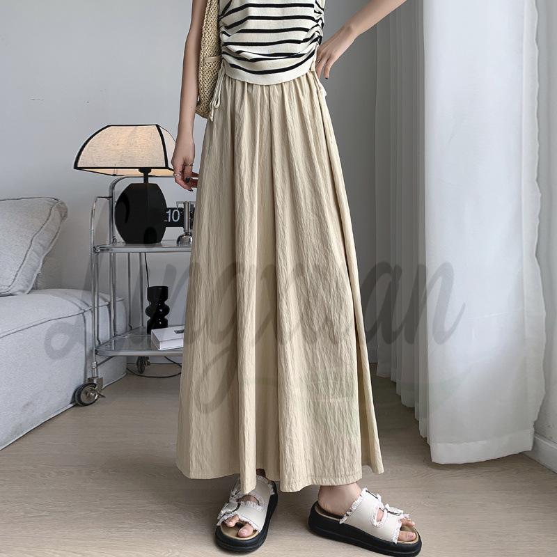 Petite Women's High-Waisted Ice Silk Wide-Leg Pants, Summer Thin, Non-Shrinking, Drapey Yamamoto Style
