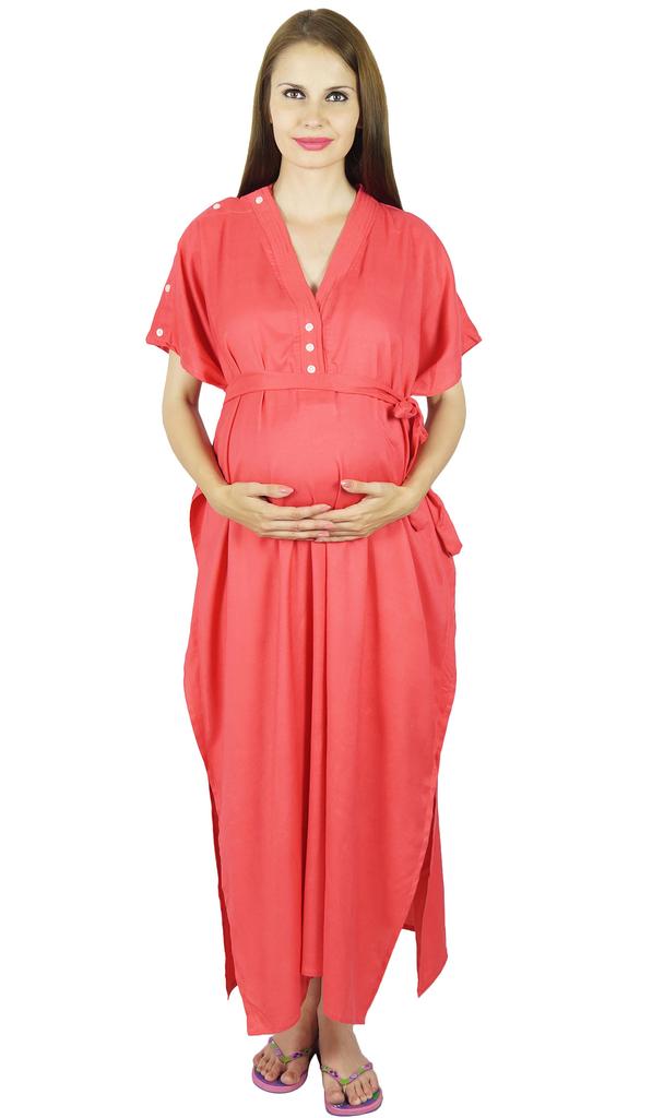 Bimba Ночная рубашка для кормящих мам с поясом-кафтаном | Пуговицы спереди | Детский душ