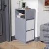 Grey & White Hollow‑Out 2‑Drawer Nightstand 25x30x65cm Modern Bedside Storage Cabinet for Bedroom Home Furniture