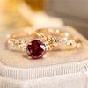 Luxury Female Crystal Red Zircon Stone Engagement Ring Set Cute Wedding Jewelry For Women