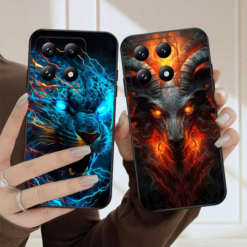 Светящаяся голова льва для Xiaomi 11T 11 Ultra 12 12T Pro 14 15 13 Lite Mi Poco M4 5 M7 5G X4 X5 M6 C75 Pro X6 4G мягкий чехол для телефона