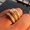 3Pcs/Set Engagement Rings Fashion Silver Plated/Gold Color Set Ring for Women Wedding Accessories Inlaid with CZ Crystal