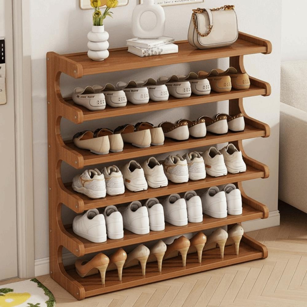 Moisture-Proof Wooden Shoe Storage Shelves Simple Design Multifunctional Shoe Rack Household Use