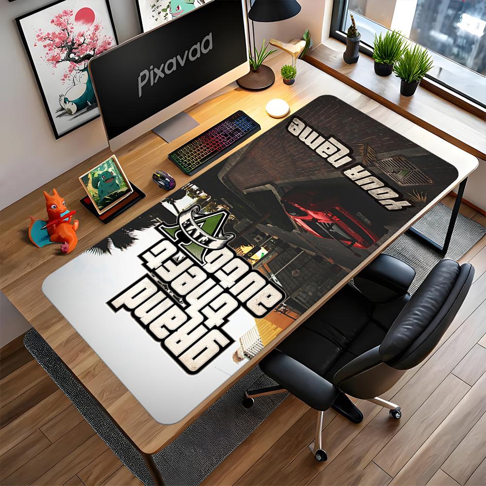 Grand Theft Auto Customize Text Mouse Pad Desk Mouse Pad HD Print Desk Pad Non-Slip Rubber Bottom Office Desk Accessory